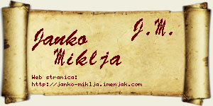 Janko Miklja vizit kartica